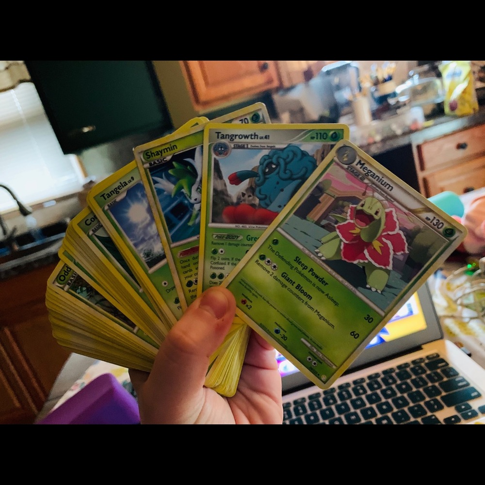 GrassType Pokémon card stack!